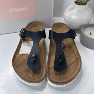 Papillio by Birkenstock Gizeh Pap Birko Flor Sandal Black Men 10 NWB Regular Fit